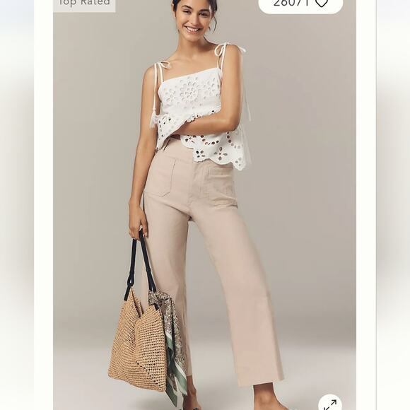 The Colette Magic Fabric Crop Wide-Leg Pants by Maeve Sz 32 Nwts - Picture 1 of 4